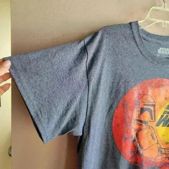 COPY - Star Wars Mens' Boba Fett Outline On A Circular Sunset Gradient T-Shirt … - Picture 7 of 9